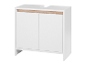 Weißer Badezimmerschrank mit zwei Türen.