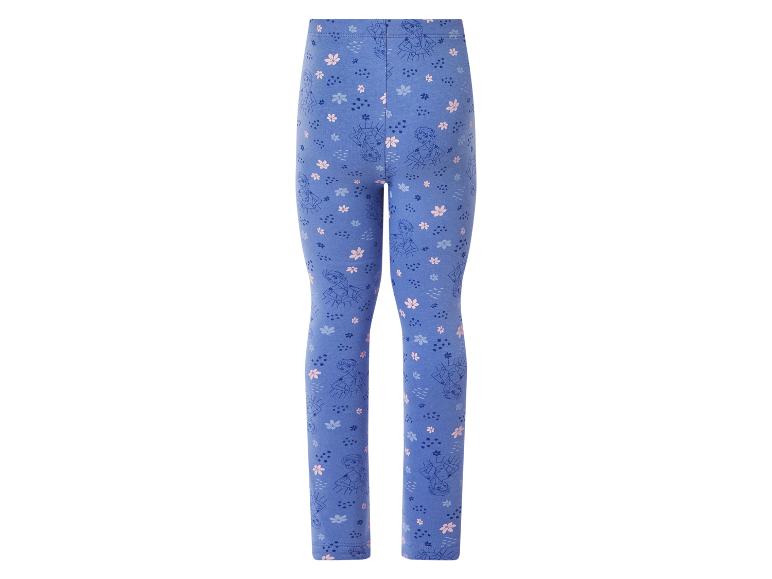 Blaue Kinderleggings mit Märchenfiguren- und Blumendruck