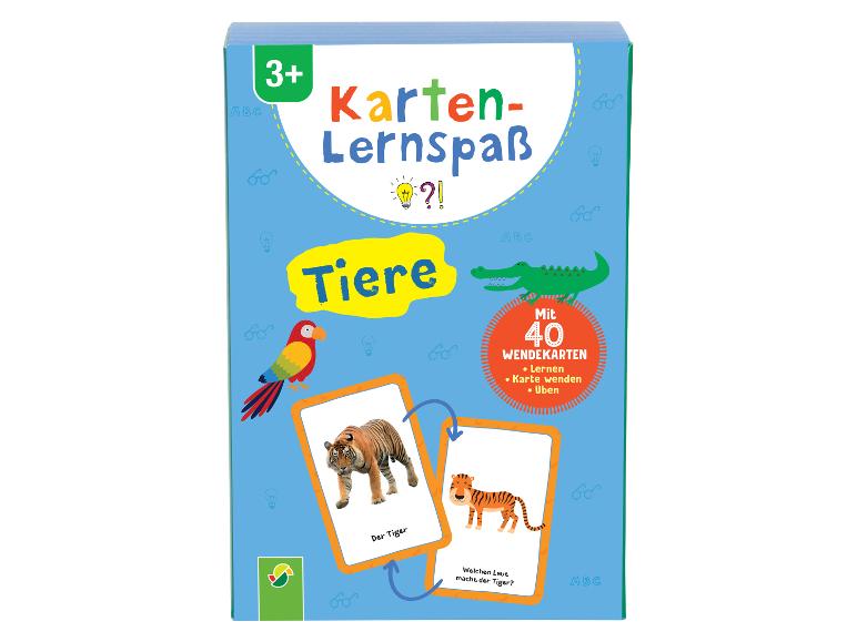 Lernkartenspiel für Kinder 3+ über Tiere, mit 40 Wendekarten.