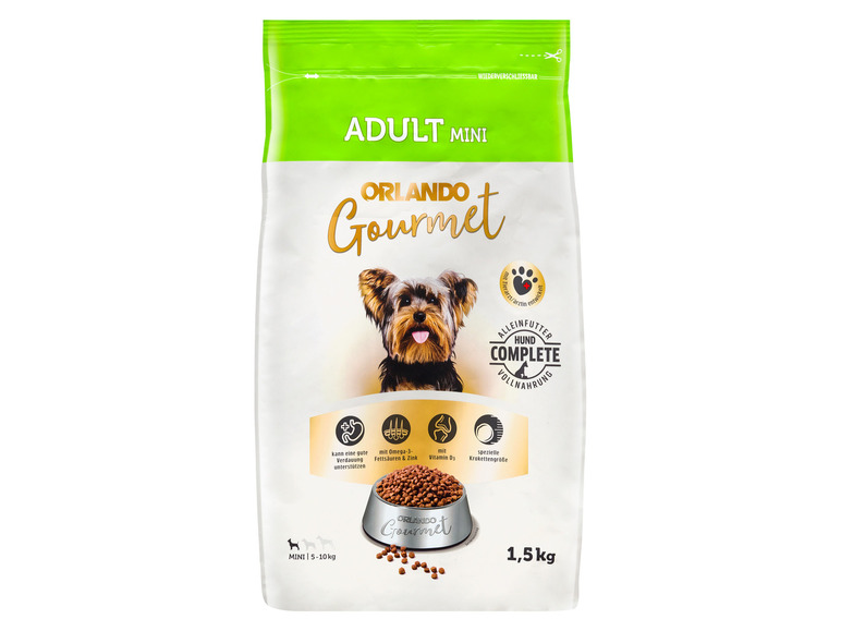 ORLANDO Gourmet Hundetrockenfutter Adult Mini, 3 x 1,5…