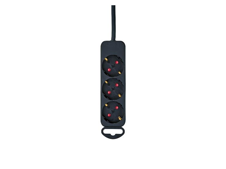TRONIC® Steckdosenleiste mit drei schwarzen Steckdosen und roten Sicherheitssteckern