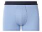 Hellblaue Herren-Boxershorts mit dunkelblauem Bund.