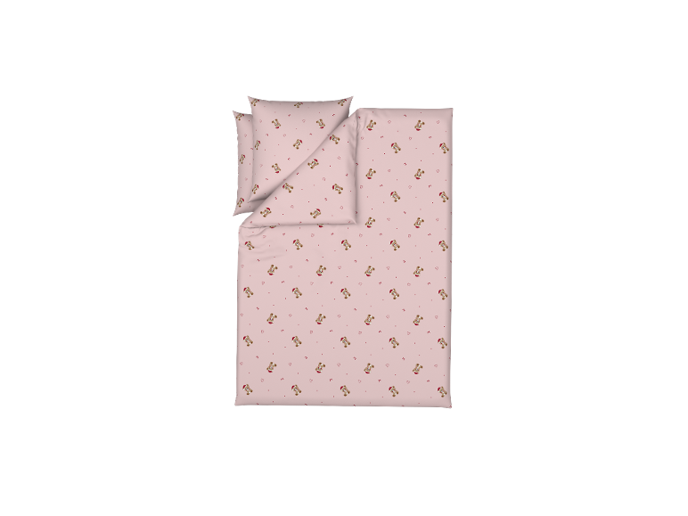 LIVARNO® rosa Mikrofaser-Feinbiber-Bettwäsche mit weihnachtlichen Bären.