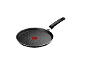 Schwarze Antihaft-Crêpepfanne mit rotem Thermo-Spot-Indikator.