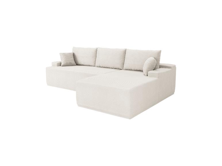 Beiges modulares Ecksofa mit Kissen, in geripptem Design.