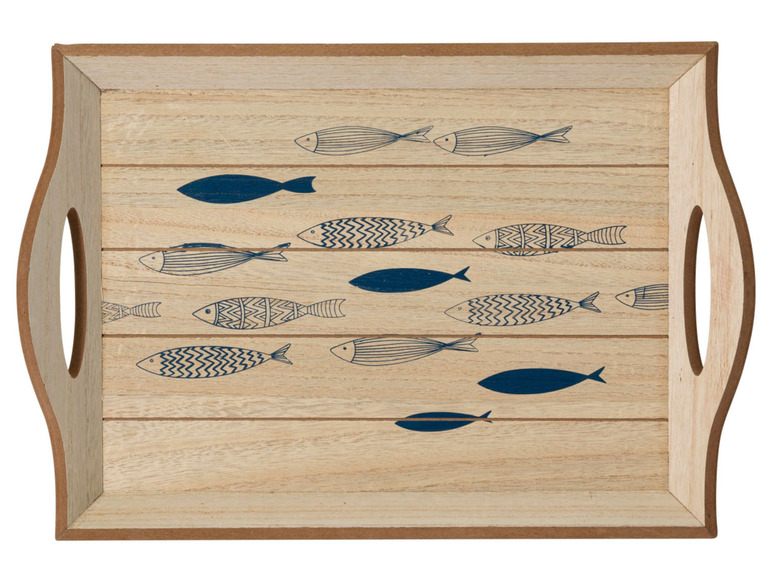 Gehe zu Vollbildansicht: Pureday Deko-Tablett »Fische«, aus Holz, mit maritimem Fisch-Motiv - Bild 3