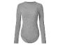 Grauer gerippter Langarm-Body für Damen