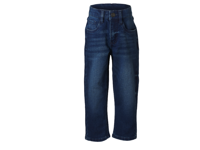 Dunkelblaue Kinderjeans mit geradem Bein und klassischem Design.
