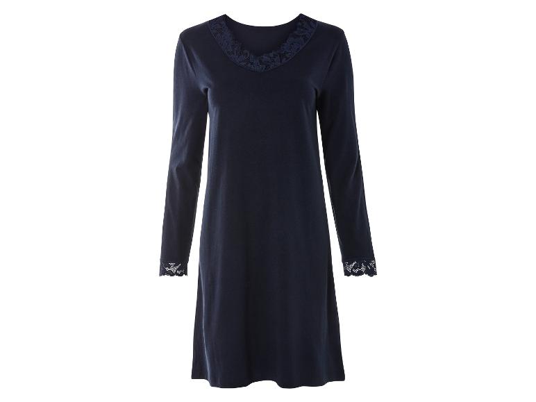 Ein dunkelblaues Nachthemd mit Spitzendetails.
