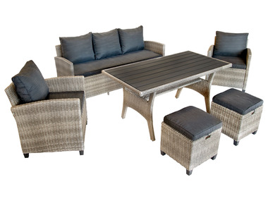 bellavista - Home & Garden® - Dining Lounge »Prato«, aus Rattan (Sofa, 2 Sessel,, grau)
