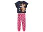 Paw Patrol Kinderpyjama mit dunkelblauem T-Shirt und rosa Hose mit Pfotenabdrücken.