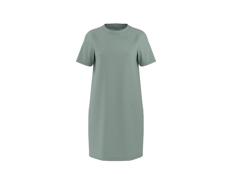 Einfaches salbeigrünes, kurzärmeliges Midi-T-Shirt-Kleid