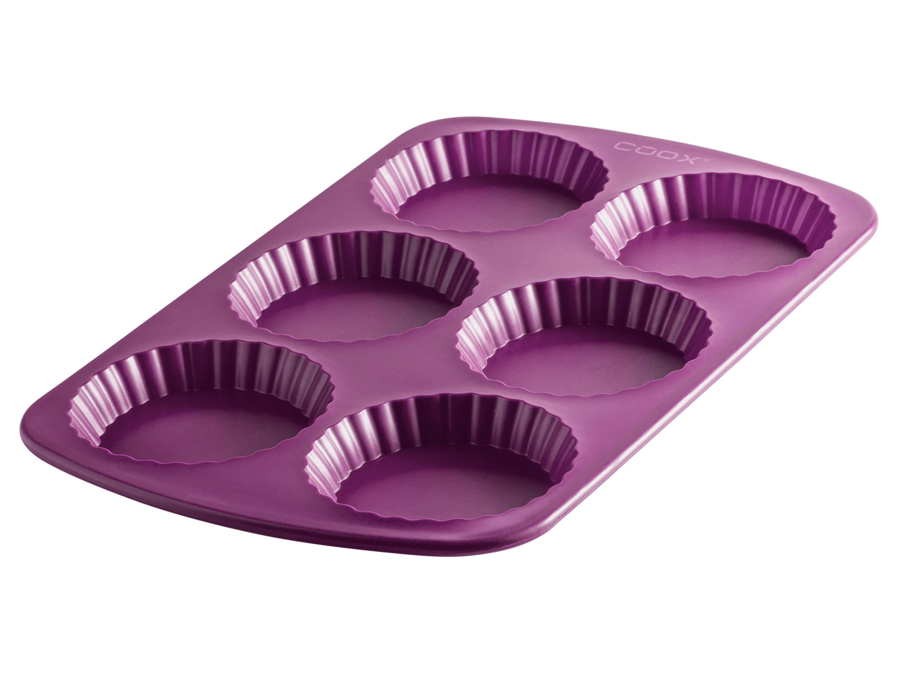 Coox Tarteletteform 34 x 21,8 x 1,8 cm (Lila)““ | Mini-Quiches, Cookies Form: – Material: Silikon, Metall Thermolochung: nein Wärmeleitung: – Auslaufsicher: – Fassungsvermögen: – Temperaturbeständigkeit: – Maße: 34 x 21,8 x 1,8 cm Mikrowellengeeignet: nein Spülmaschinengeeignet: ja Lieferumfang: 1x Silikon Tarteletteform““