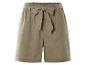 Khaki-Shorts aus Leinen mit hoher Taille und Gürtel