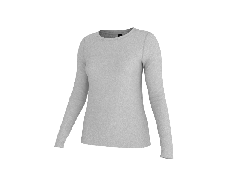 Hellgraues Langarm-T-Shirt für Damen