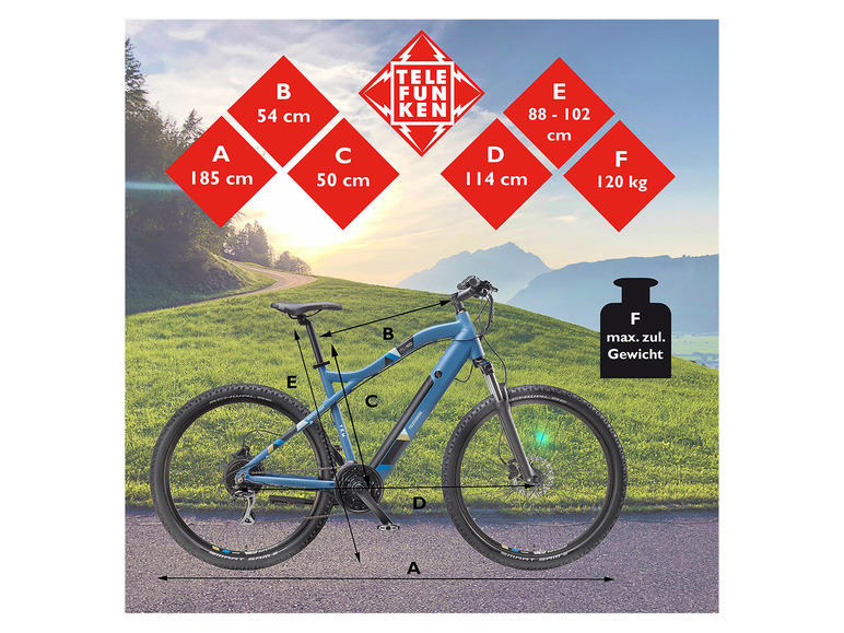Gehe zu Vollbildansicht: TELEFUNKEN E-Bike Mountainbike »Aufsteiger M922«, MTB, 27,5 / 29 Zoll - Bild 23
