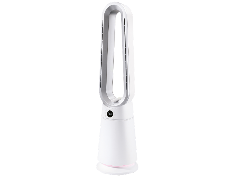 Weißer rotorloser Ventilator mit Digitalanzeige