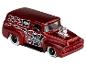 Ein roter Hot Wheels Ford Pickup mit Flammen und dem Schriftzug 'Engine Builders'.