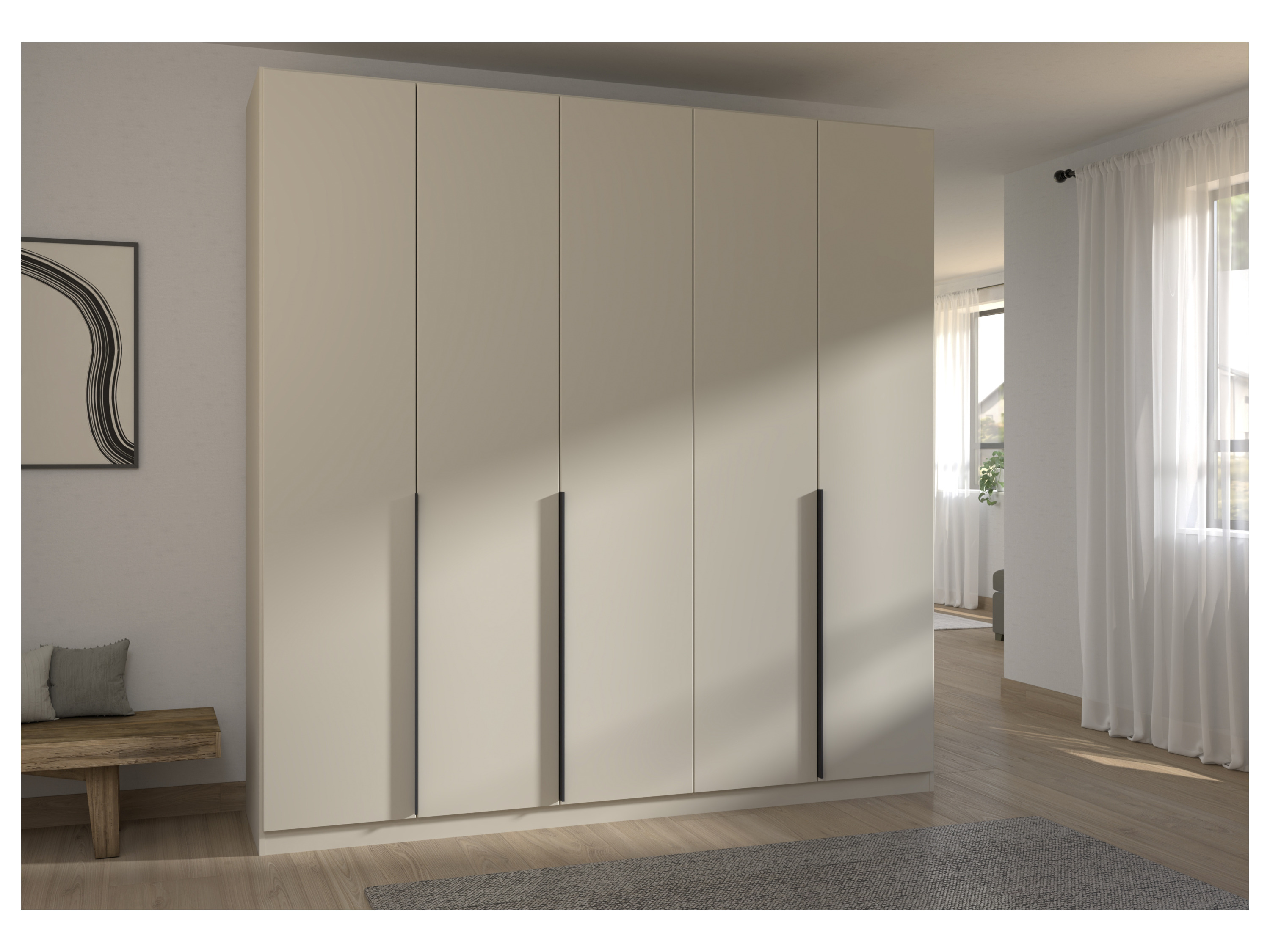 RAUCH ORANGE Drehtürenschrank Alabama (Basic-Zubehör, Beige-Champagner, Griffe Grau, 226 x 229 cm) – Bild 2 von 4