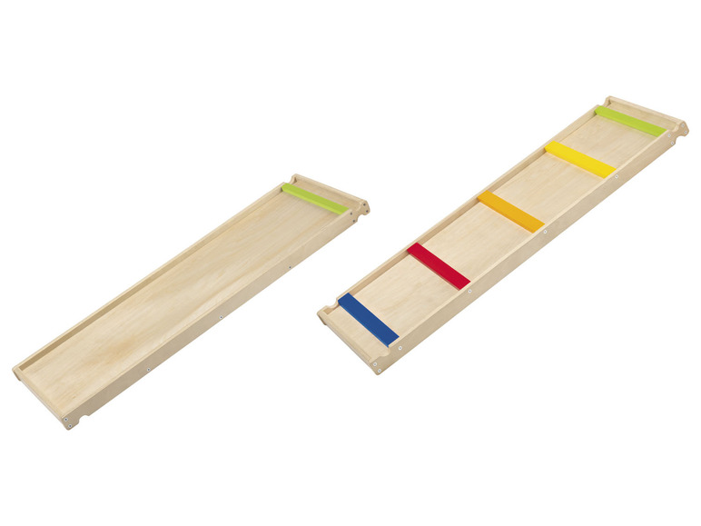 Gehe zu Vollbildansicht: Playtive 2-in-1 Holz Kletterleiter und Rutsche, 4 farbige Trittstufen - Bild 1