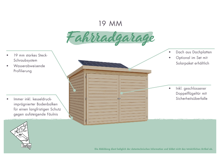 Caribu Fahrradgarage: Holzkonstruktion, optional mit Solarpaket.