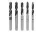 Fünf verschiedene Bohrer für verschiedene Lochgrößen.