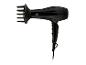 Schwarzer Haartrockner mit Diffusoraufsatz.