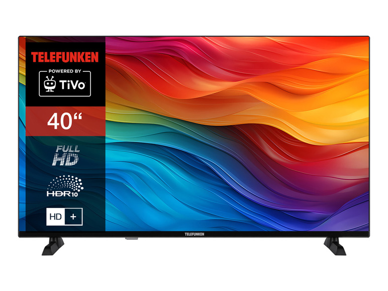 Ein 40 Zoll Telefunken Fernseher mit Tivo-Technologie, Full HD, HDR10 und HD+.