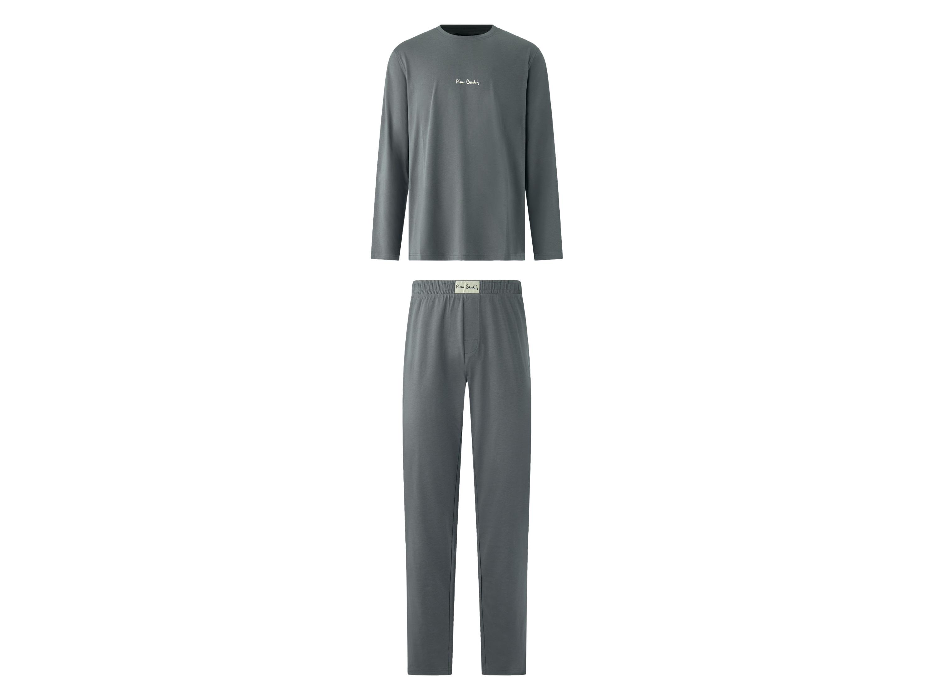 PIERRE CARDIN Herren Pyjama lang, 2 fach sort. (Grau, L)