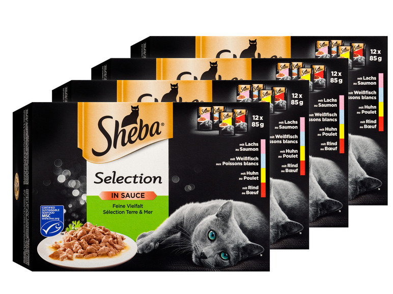 Gehe zu Vollbildansicht: Sheba Multipack Selection in Sauce Feine Vielfalt, 4 x 12 x 85 g - Bild 1