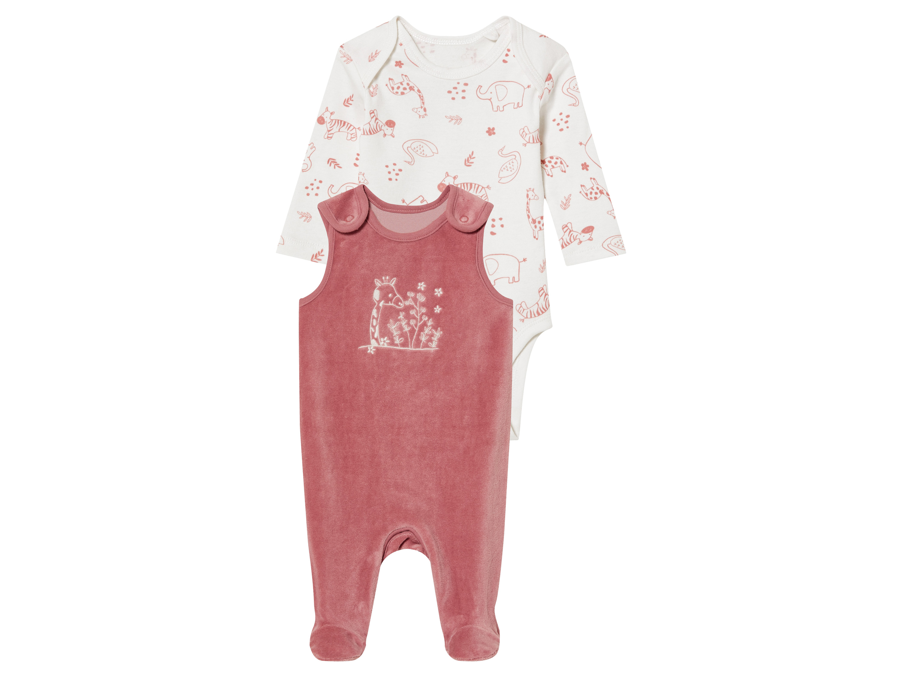 lupilu® Baby Set (86/92, Muster weiß/pink)““ | Streifen weiß/navy Detail: Body mit Schlupfkragen und Schrittknöpfung