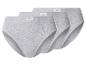 Drei graue Baumwollslips für Damen, mit dem Schriftzug „LOVE COTTON“ am Bund