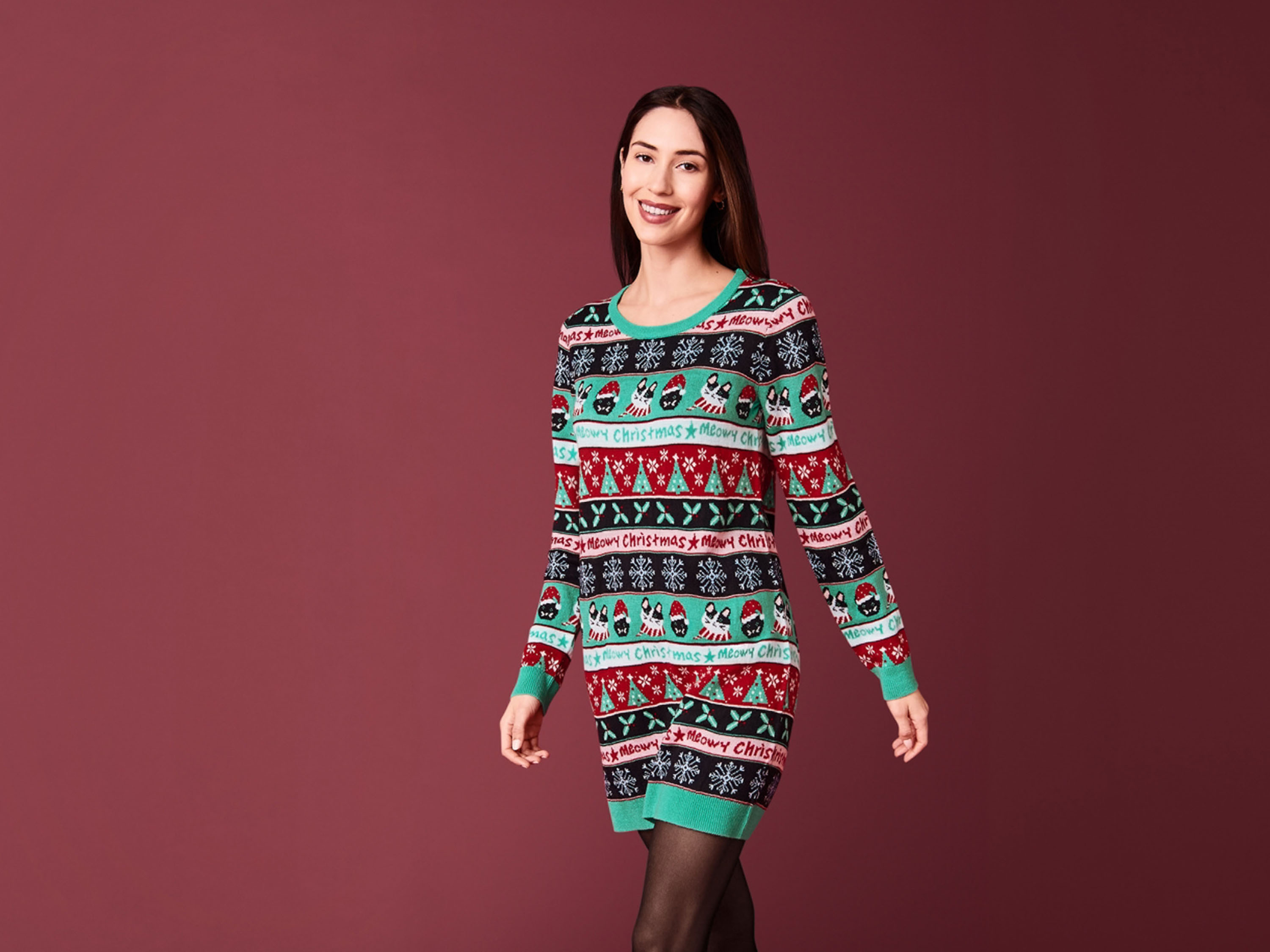 ESMARA® Damen Strickkleid Weihnachten (Türkis, XS(32/34)) – Bild 2 von 4