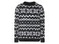 Ein schwarzer Pullover mit einem weißen Schneeflockenmuster.