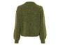 Ein grüner Wollpullover mit langen Ärmeln.