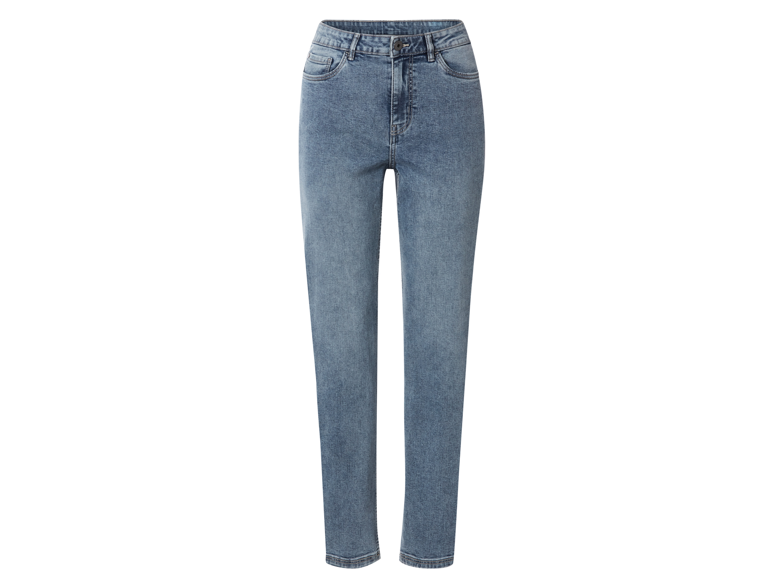 ESMARA® Damen Jeans, Straight Fit, hohe Leibhöhe (Blau, 34)