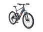 Graues vollgefedertes E-Mountainbike mit roten Akzenten.
