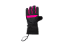 Schwarzer und pinker Skihandschuh mit verstellbarer Manschette und Logo.