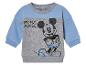 Ein graues und blaues Babysweatshirt mit Mickey Mouse.