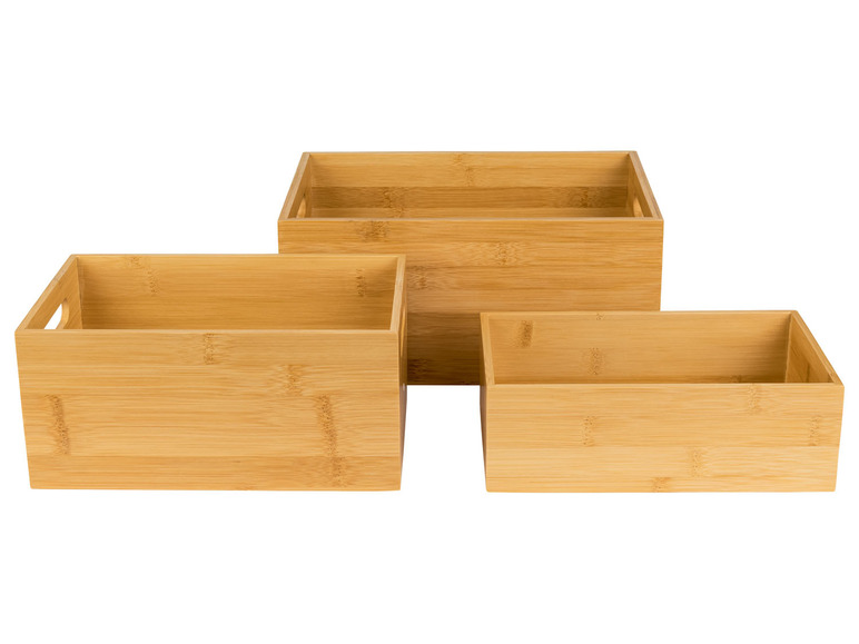 Gehe zu Vollbildansicht: LIVARNO home Aufbewahrungsboxen 3er Set Bambus - Bild 1