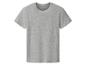 Graues Kurzarm-T-Shirt auf weißem Hintergrund.