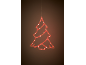 Leuchtende rote Weihnachtsbaumdekoration auf dunklem Hintergrund.