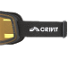 Schwarze Skibrille mit gelben Gläsern und Band mit „CRIVIT“-Logo.