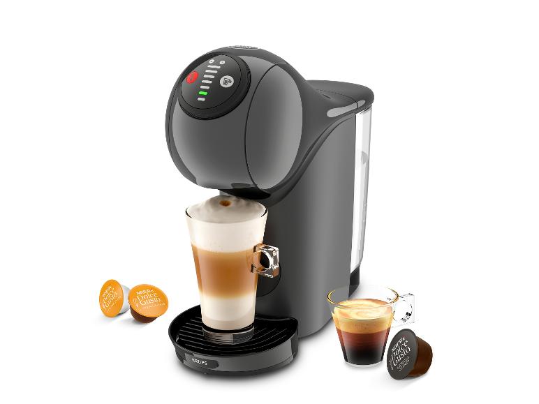 Krups Kaffeemaschine mit Nescafé Dolce Gusto Kapseln, bereitet Latte Macchiato und Espresso zu.