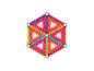 Bunte magnetische Bausteine in Form eines Sechsecks.