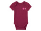 Ein rosafarbener Baby-Body mit Blumendesign.