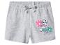 Graue Mädchenshorts mit Welpen- und Blumendruck