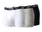 Dreierpack Herren-Boxershorts in Weiß, Grau und Schwarz mit elastischem Bund.
