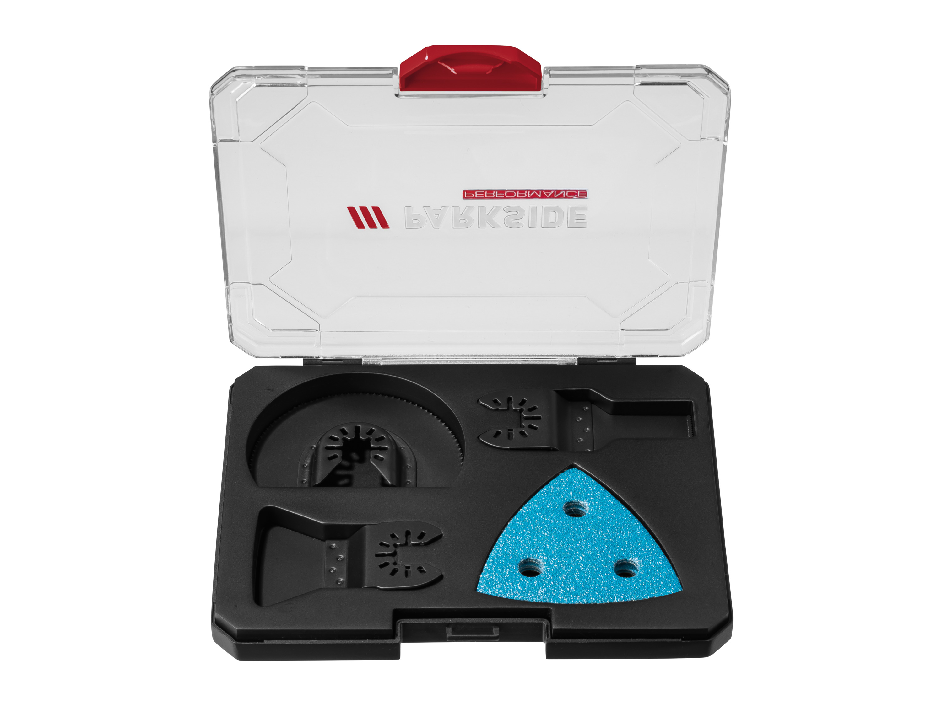 PARKSIDE PERFORMANCE® Zubehör für Multifunktionswerkzeug (Holzbearbeitung)““ | 5 mm: SK7 Schleifpapier: Aluminiumoxid li> Maße Aufbewahrungsbox: ca. 190 x 145 x 22,5 mm Gewicht Set 1, 4-teilig: ca. 271 g Set 2, 4-teilig: ca. 286 g Set 3, 8-teilig: ca. 273 g““