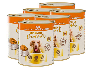 ORLANDO Gourmet Hundenassnahrung Pur reich an Herz & Geflügelleber, 6 x 800 g